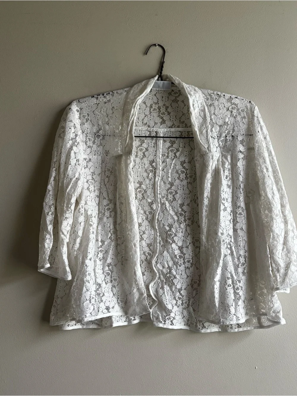 Y2K New York & Company White Floral Lace Cardigan - Picture 1 of 4